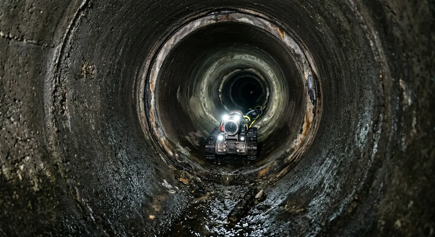 Robotic sewer camera inspecting pipe interior for Sewer Line Repair in Dickson